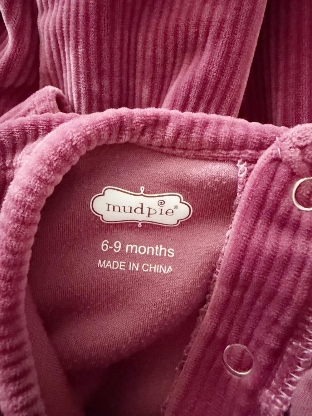 Mud Pie Ribbed Velour Jumpsuit • 6-9 Months